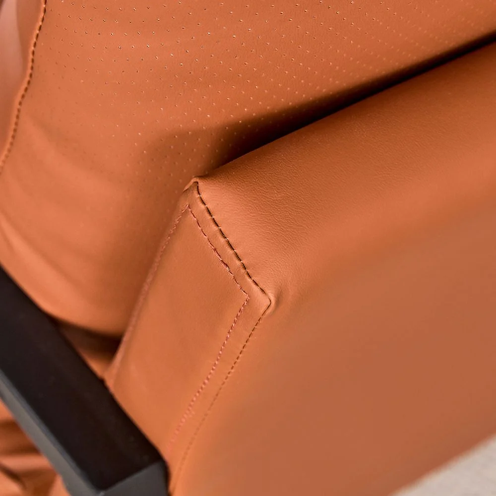 Moderne 2-zitsbank met 2 kussens �C PU-leer, Hoge Dichtheid Schuim, Zwarte Gecoate Metalen Frame, Bruin