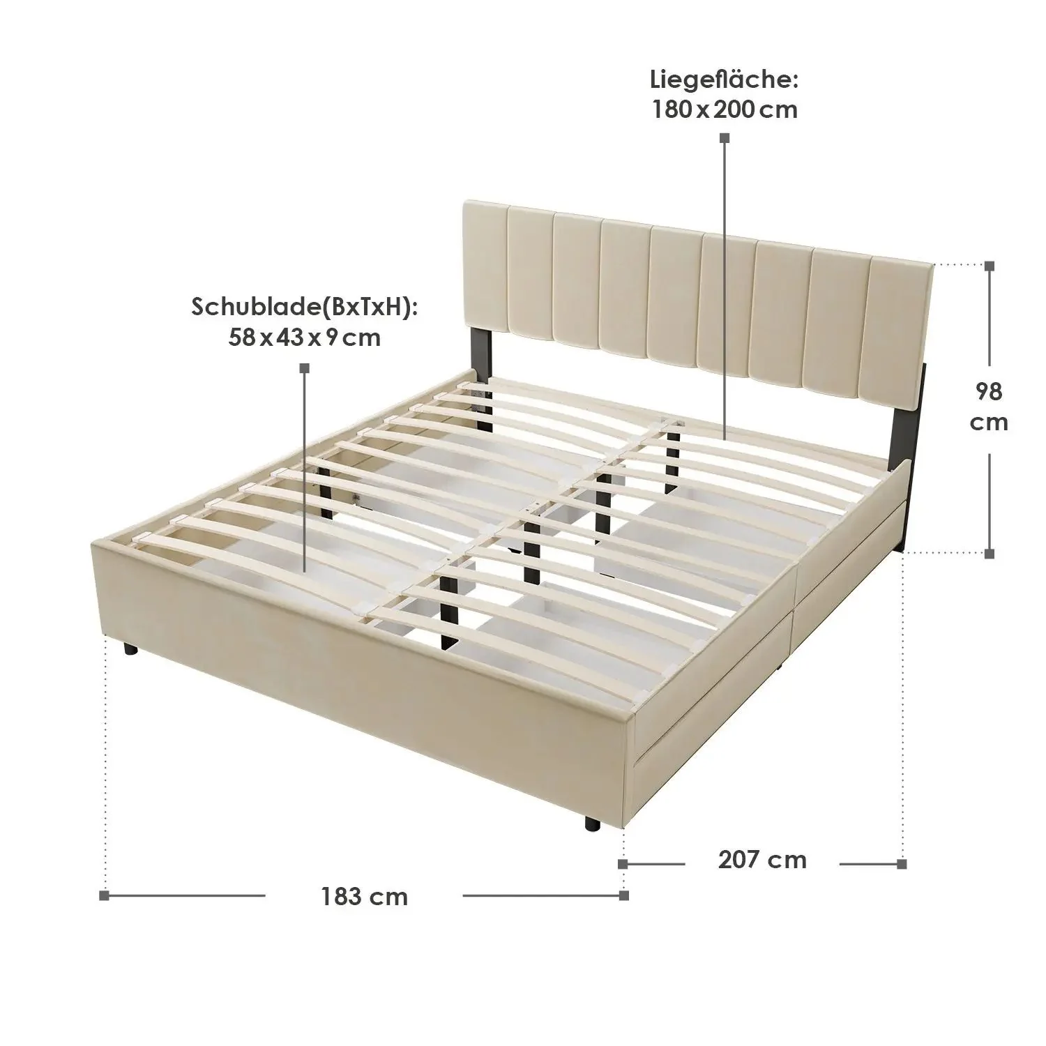 2025 Samt Polsterbett Soria
