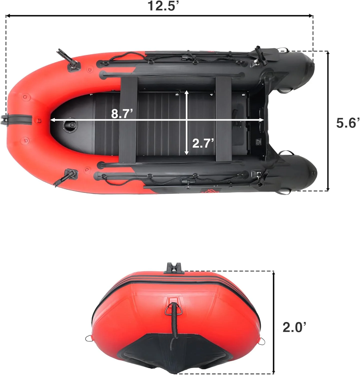 Opblaasbare boot | Jacht- en sloepboot | Visboot voor meerdere personen | Roeispanen met aluminium vloer | Hengelhouders | Robuust PVC | Model 2024 |