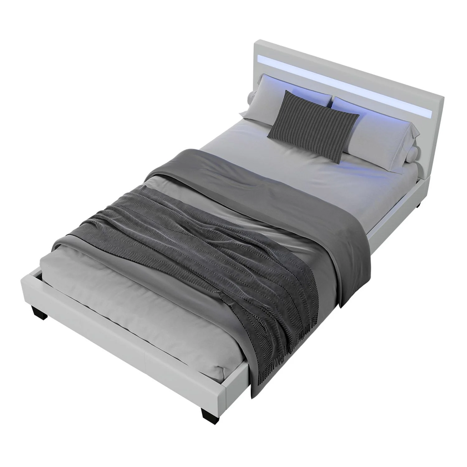 2025 Rustgevend slapen in het gestoffeerde bed Verona 120x200 cm in wit