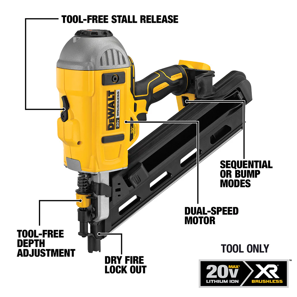 2025 DeWALT DCN692B Draadloze 20V MAX Brushless Spijkerpistool voor Houtconstructie - Alleen Gereedschap