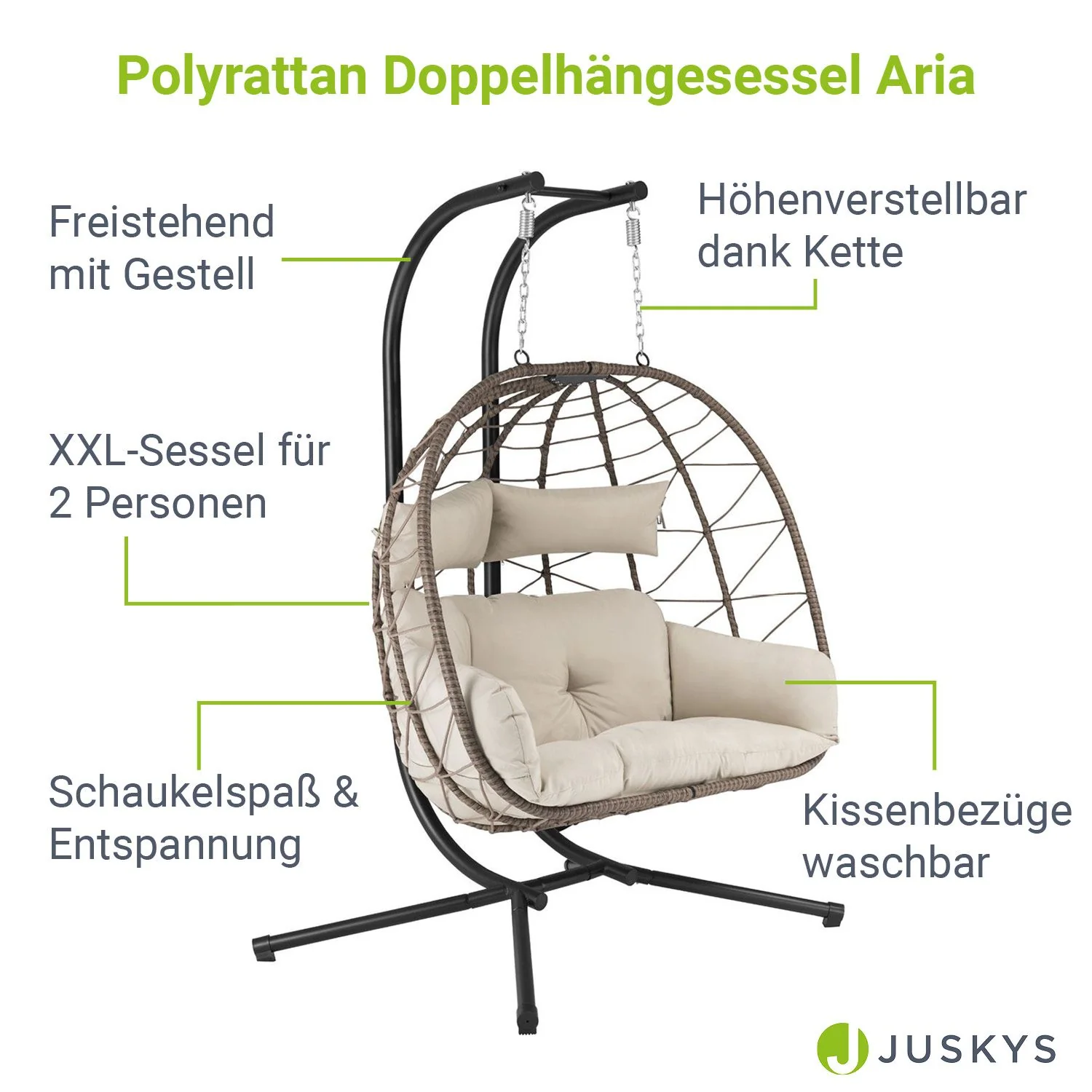 2025 Polyrattan Dubbele Hangstoel Aria