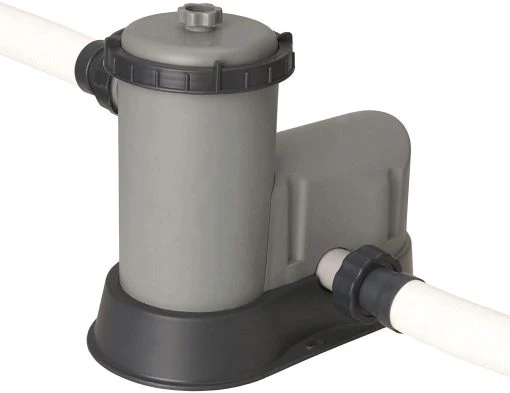 Bestway Power Steel 18' x 9' x 48' bovengrondse zwembadset met metalen frame, zwembadzandfilterpomp, skimmer en stofzuiger