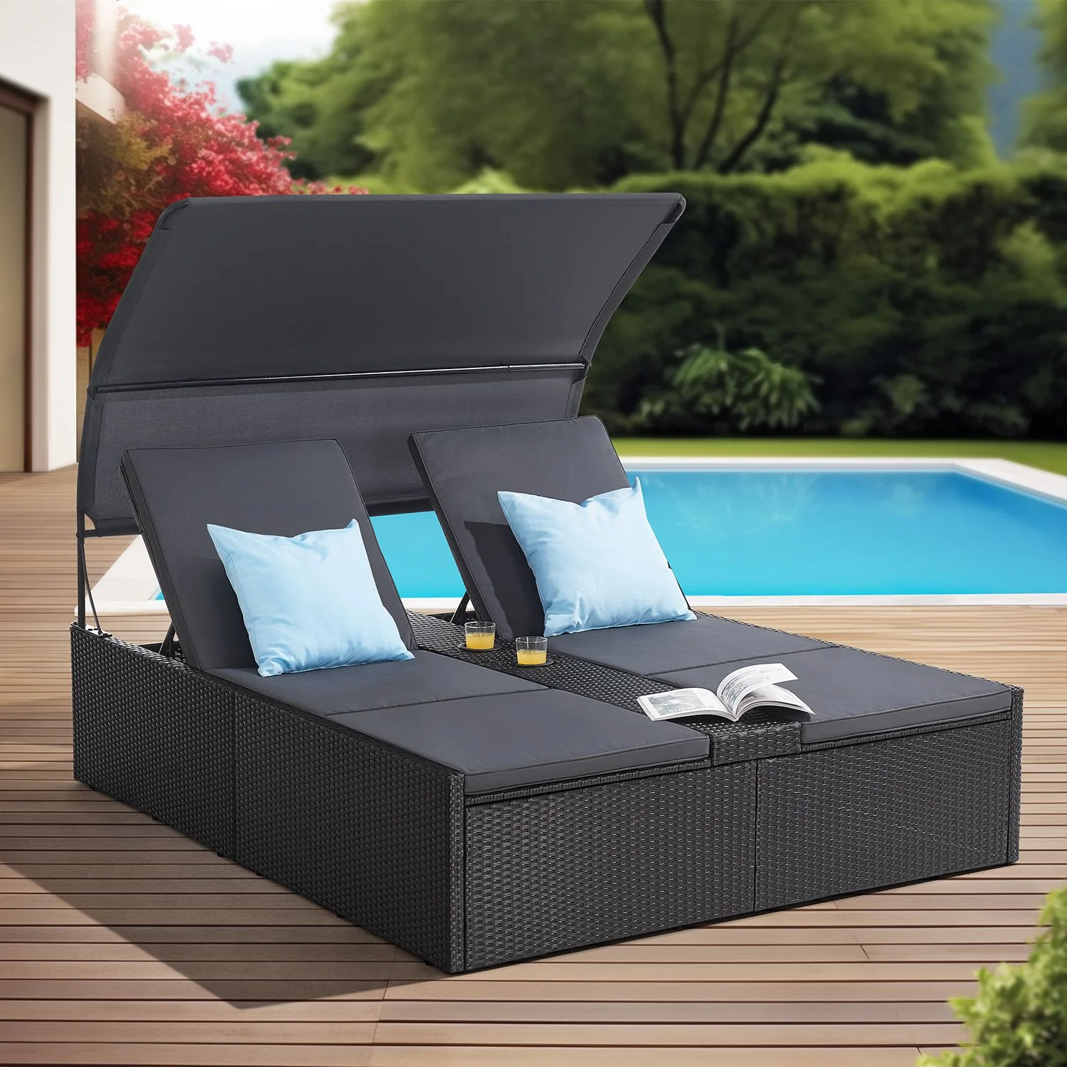 2025 Polyrattan Dubbele Ligstoel Syros