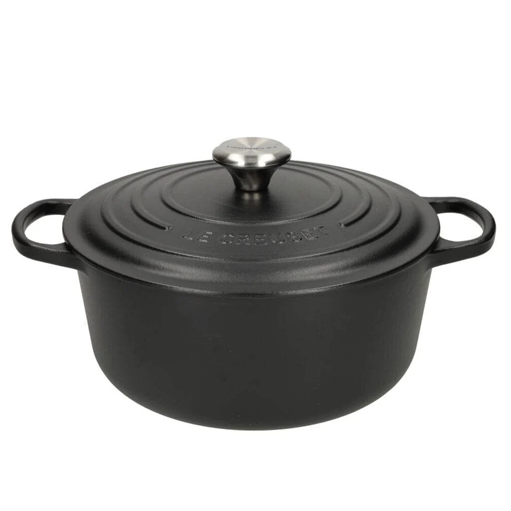 2025 Le Creuset - Braad-/Stoofpan Signature rond Mat Zwart 26 cm 5,3 l (zwarte binnenkant)
