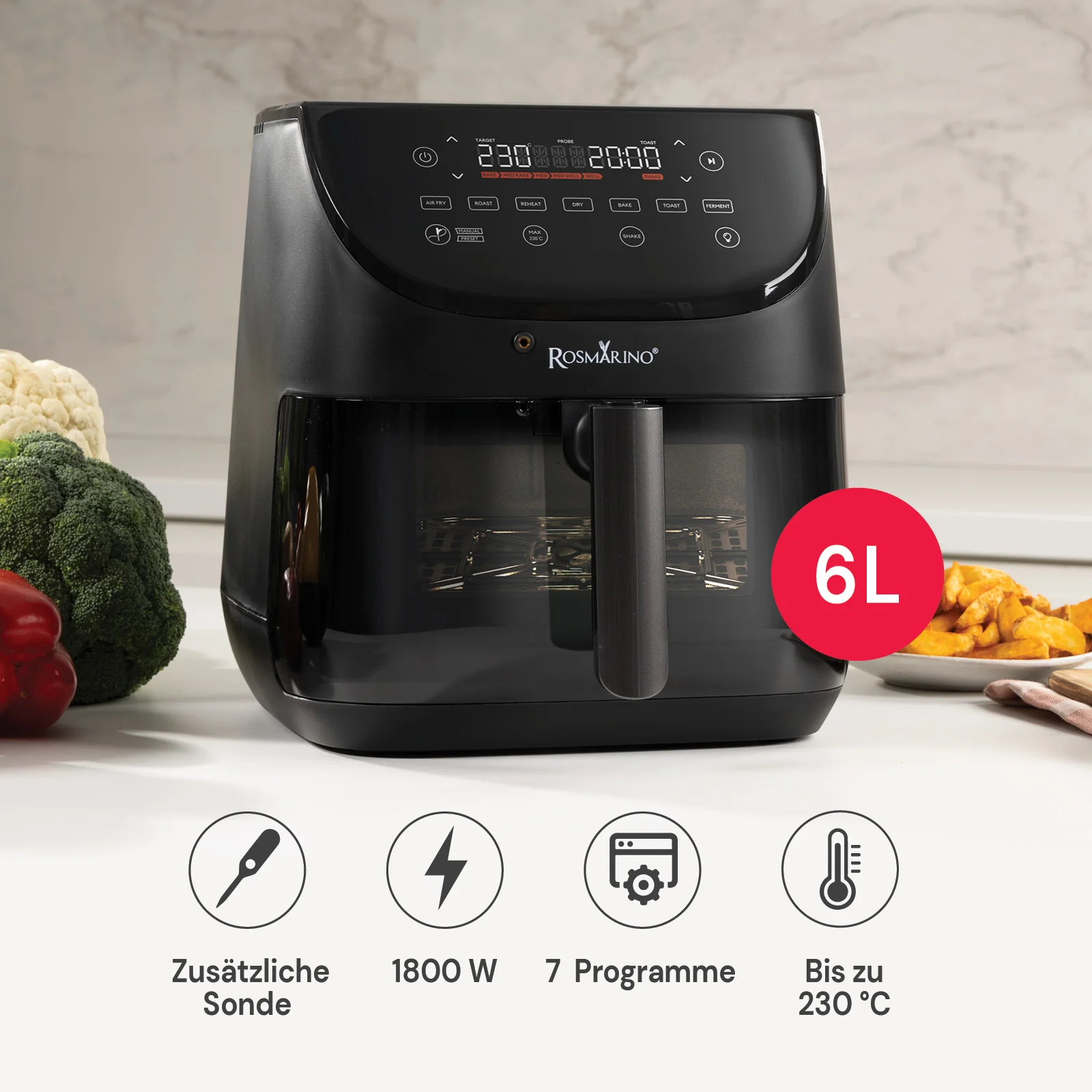2025 Rosmarino TempSense heteluchtfriteuse �C 6 L