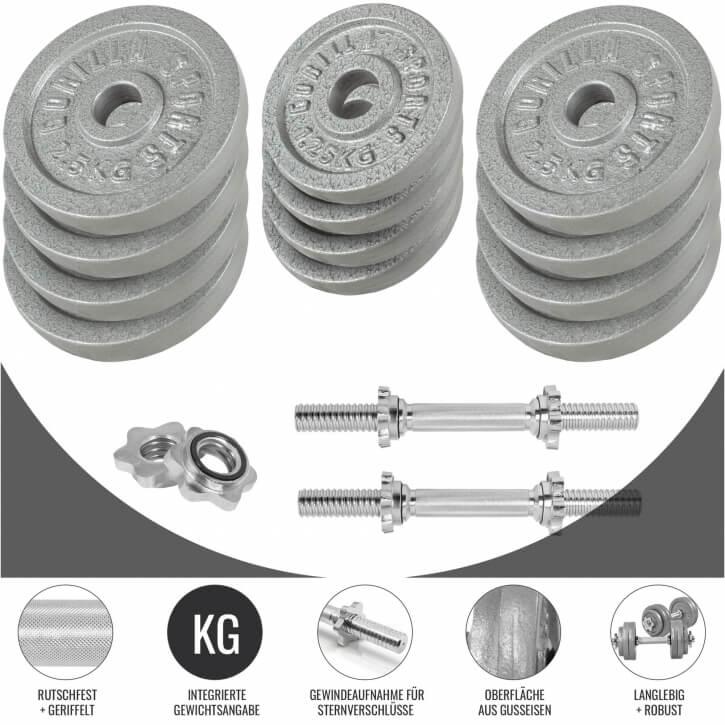 2025 Kurzhantelset Gusseisen 30 kg Silber