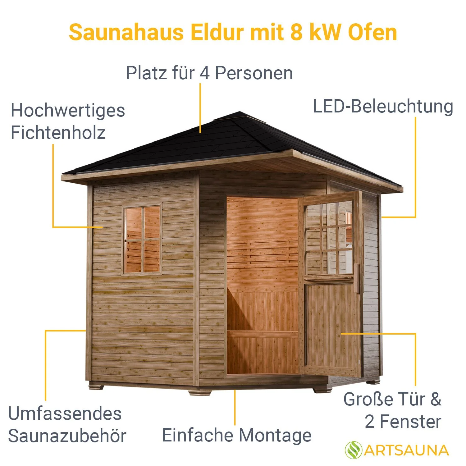 2025 Outdoor Saunahaus Eldur - 8 kW