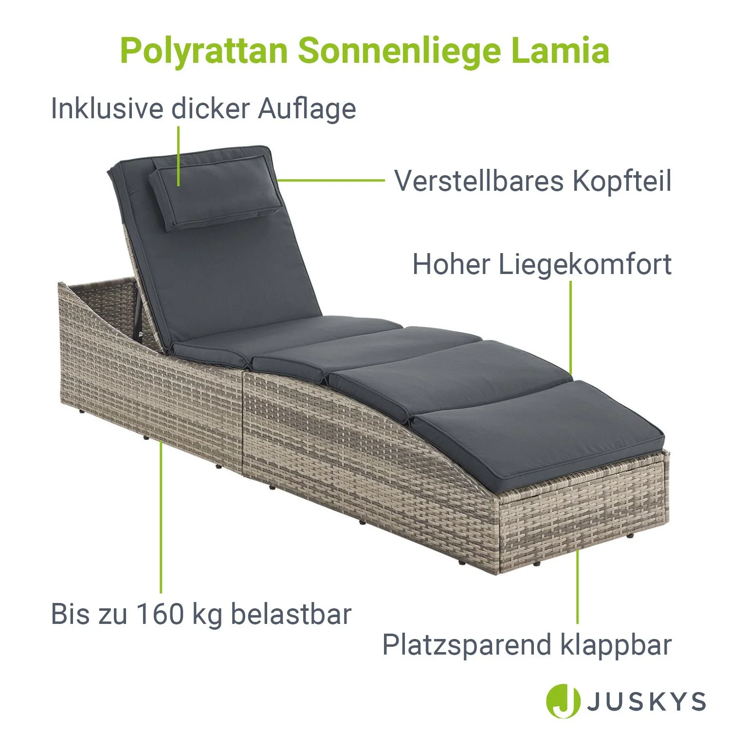 2025 Opvouwbare polyrattan ligstoel Lamia