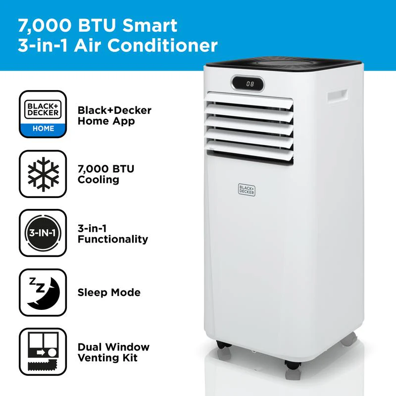 2025 Black+Decker BXAC40024GB Slimme Draagbare Airconditioner 7000 BTU