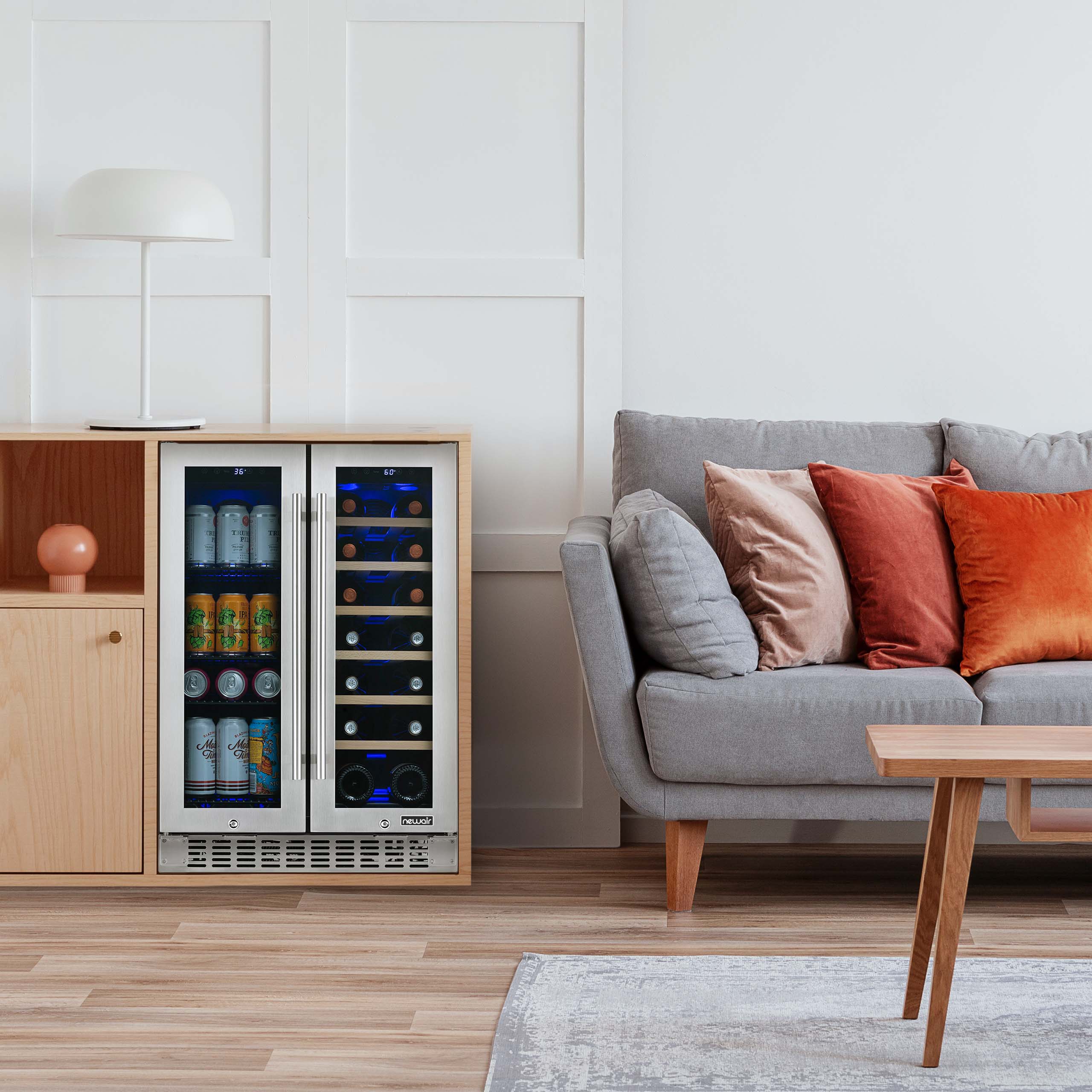 2025 Premium Newair? Ingebouwde Koelkast voor 58 Blikjes en 18 Flessen, Dubbele Zone, 24