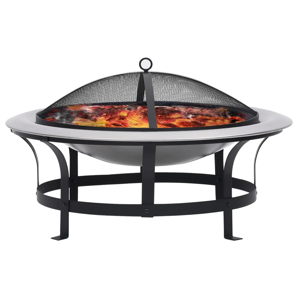 Vuurschaal met Grill RVS 76 cm Vuurplaats Hark Vonkenscherm