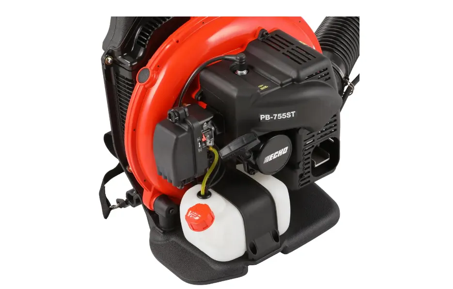 2-takt benzine rugblazer met 63,3 cm3, 233 MPH luchtsnelheid, 651 CFM luchtvolume, met gasklep aan de pijp