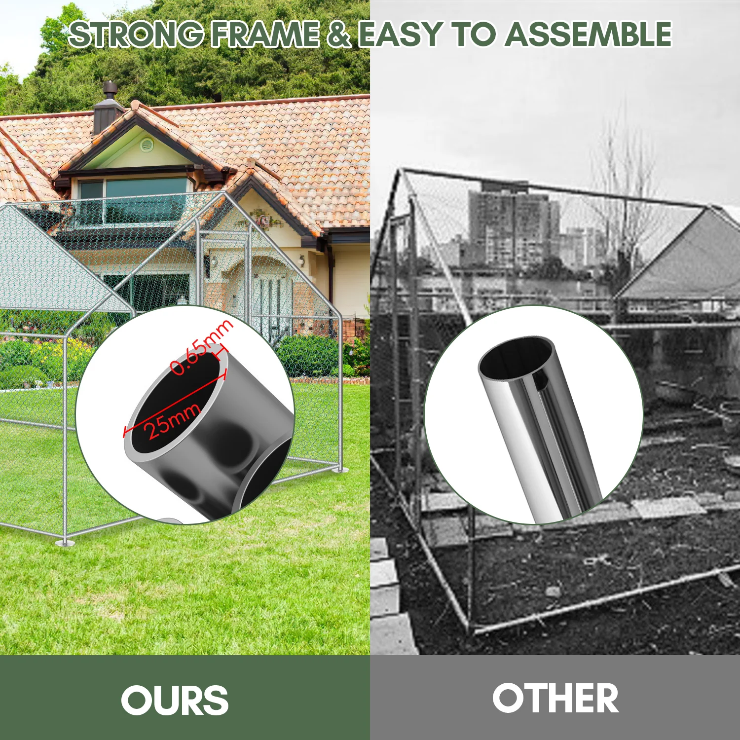 2025 Sonnewelt Kippenhok Metalen Vrijloopren met Dakzeil 3x2x2m