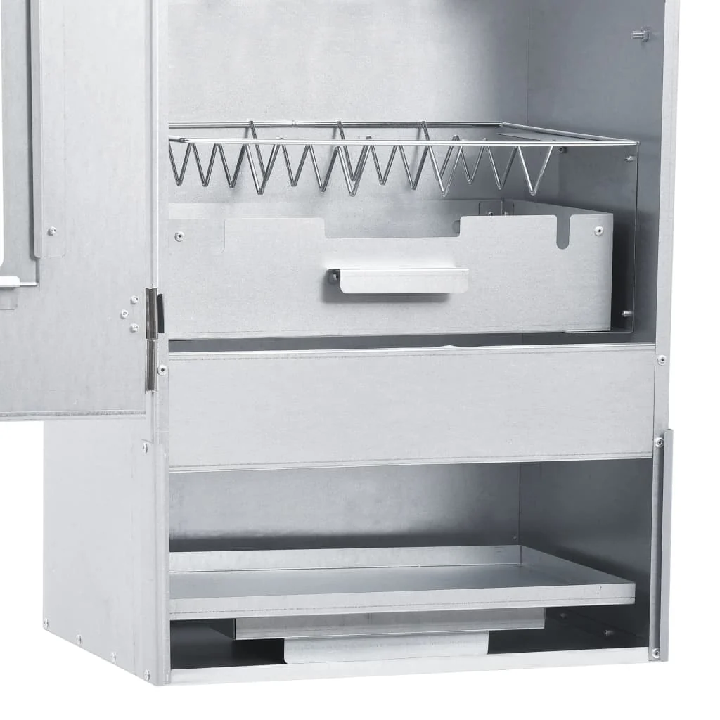 Rookoven met 1 kg rookmot 44,5 x 29 x 83 cm verzinkt zilver