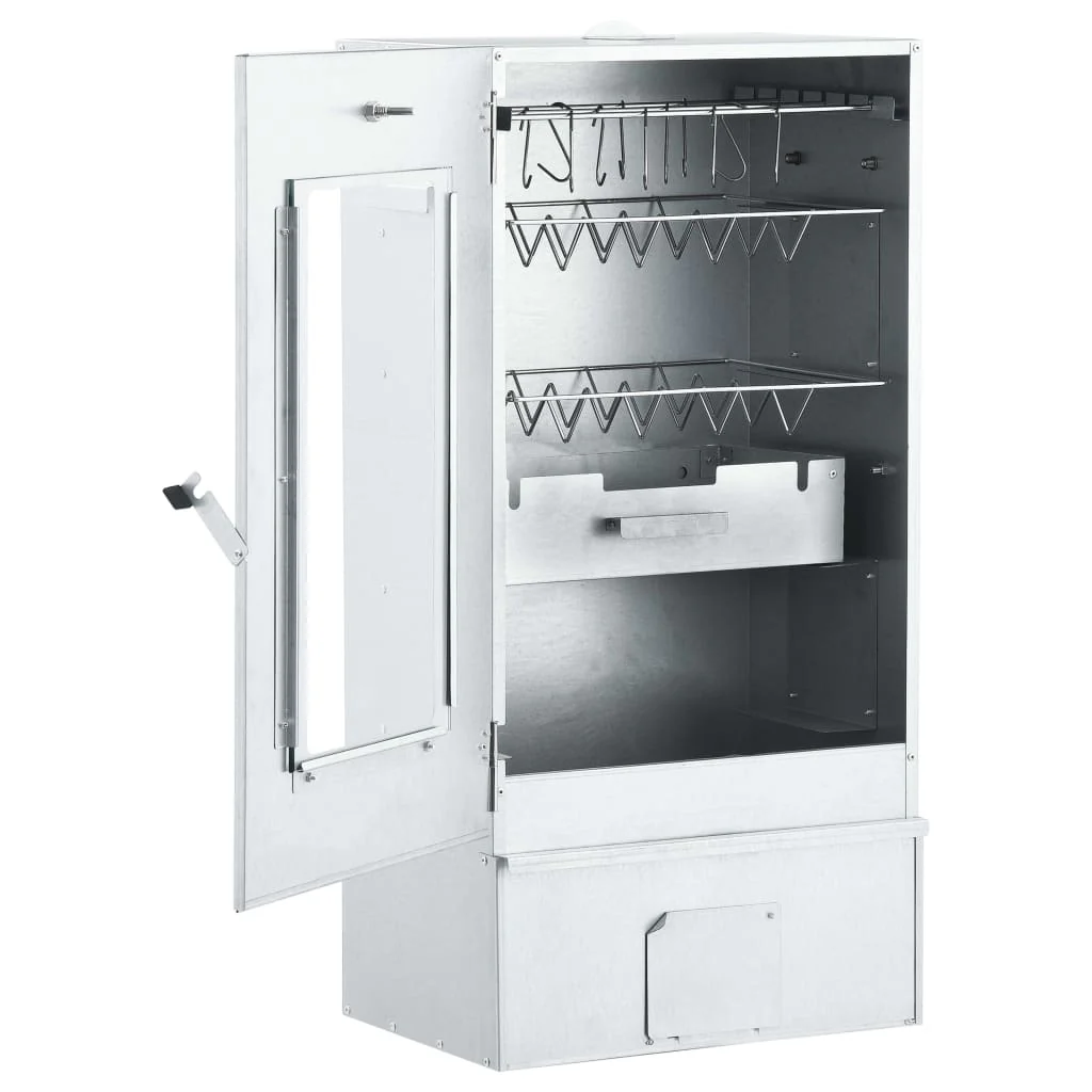 Rookoven met 1 kg rookmot 44,5 x 29 x 83 cm verzinkt zilver