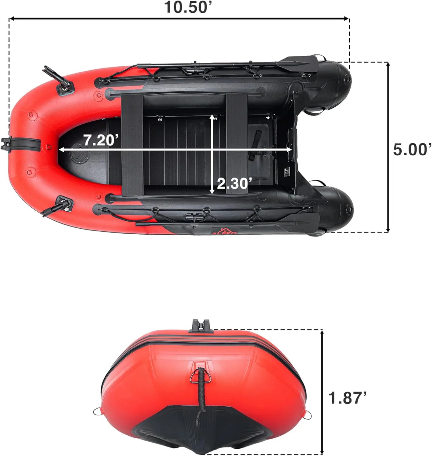 Opblaasbare boot | Jacht- en sloepboot | Visboot voor meerdere personen | Roeispanen met aluminium vloer | Hengelhouders | Robuust PVC | Model 2024 |