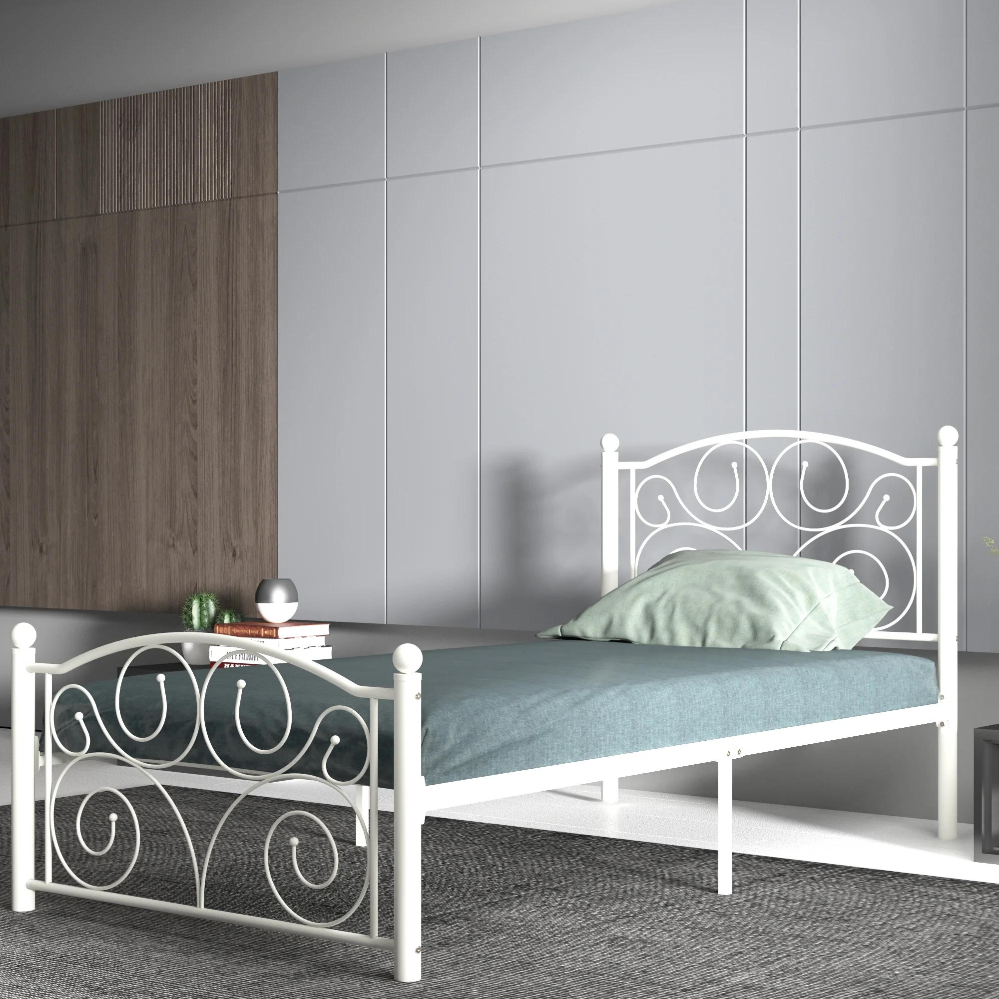 Modern metalen bedframe in wit, twin maat �C Verfraai je slaapkamer