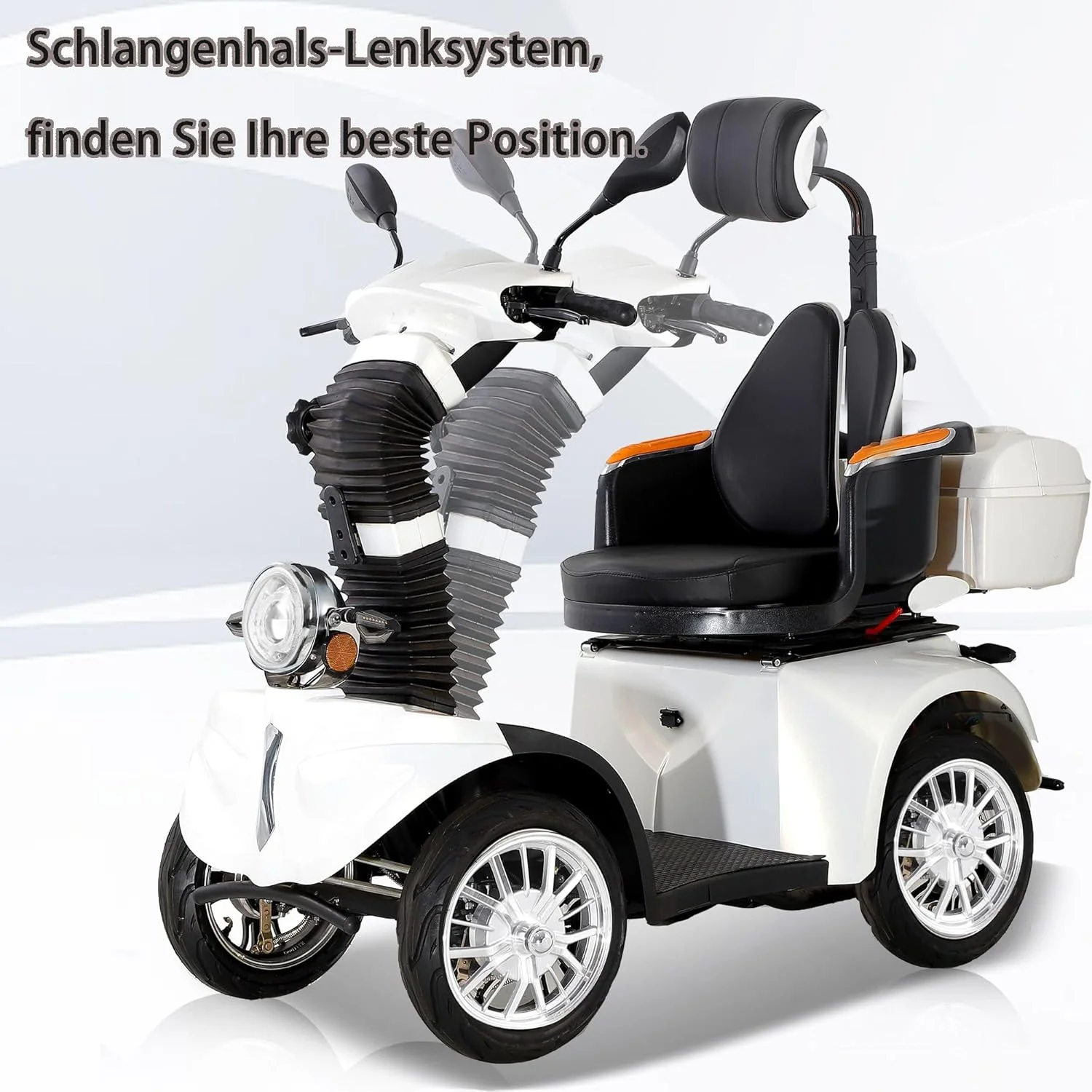 2025 ZVGREEN 4-wiel mobiliteitsscooter voor senioren �C Kapiteinsstoel, max. 15 km/u, ruime opbergruimte, draaibare stoel, elektromagnetische rem