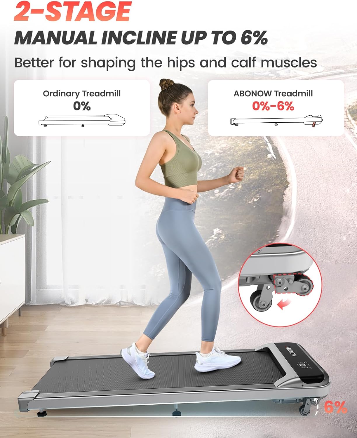 2025 Caminadora Walking Pad met Hellingshoek voor Thuiswerken �C Draagbare Loopband van 2.5HP met Draagvermogen van 280 lbs, Afstandsbediening en LED-scherm