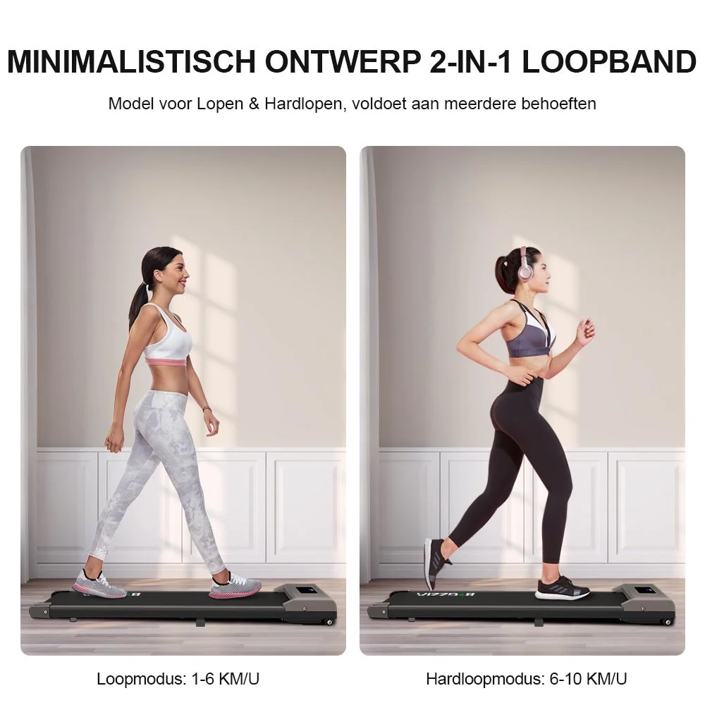 2025 Bigzzia Walking Pad loopband onder het bureau, loopband met afstandsbediening en LCD-display voor thuiswerken, maximaal 120 kg, roze