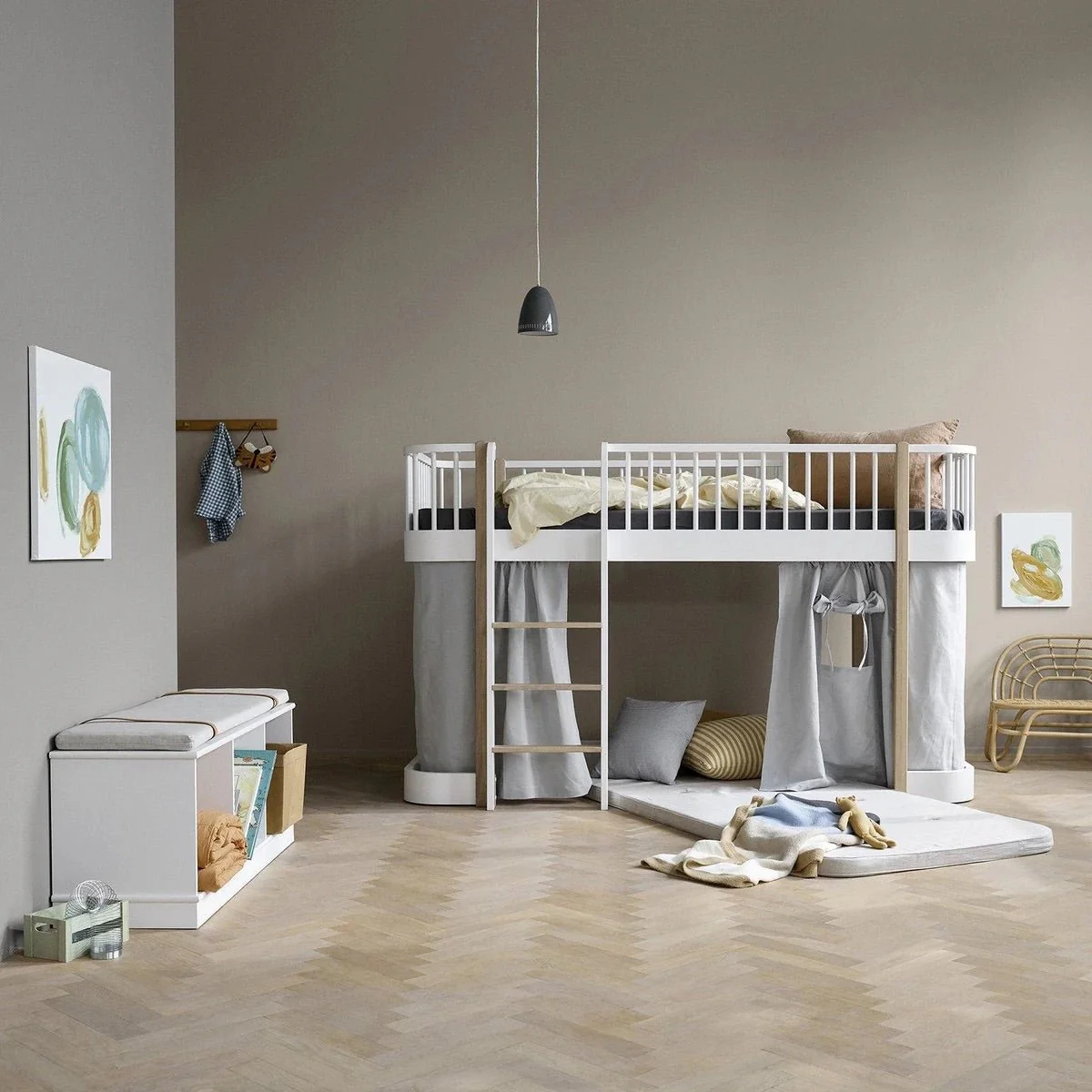 2025 Oliver Furniture speelmatras voor Wood Original �C 90x207x5 cm | Oeko-Tex gecertificeerd koudschuim & GOTS katoenen hoes | Natuurlijke kleuren, afneembare en wasbare hoes