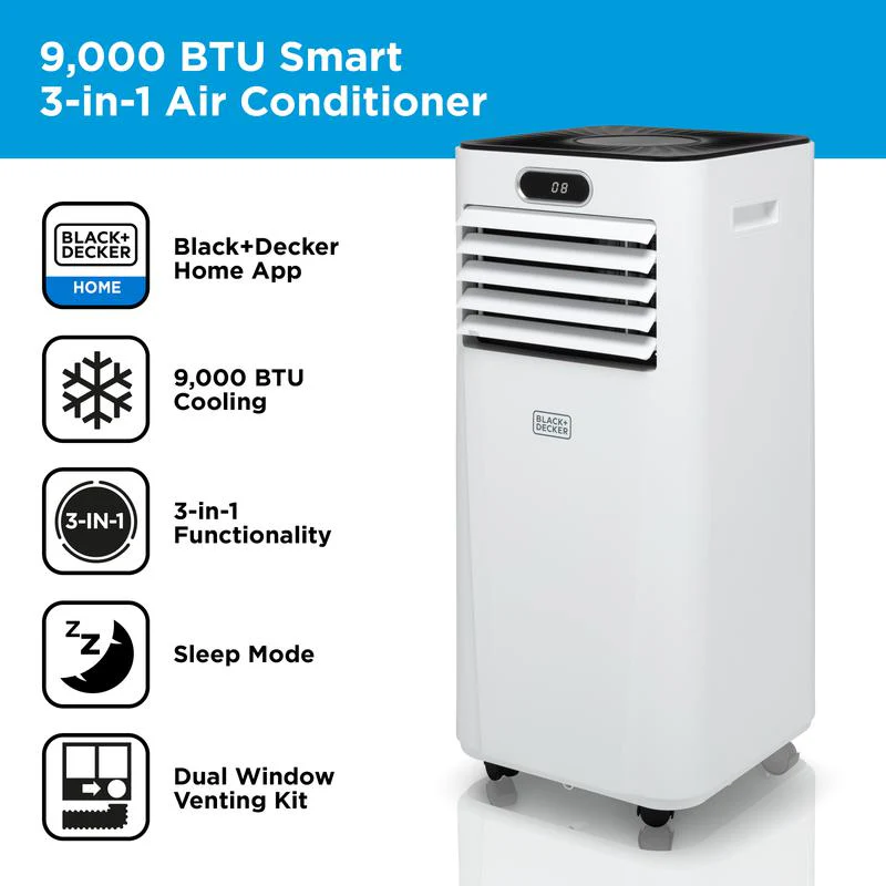 Slimme Draagbare Airconditioner Black+Decker BXAC40025GB 9000 BTU