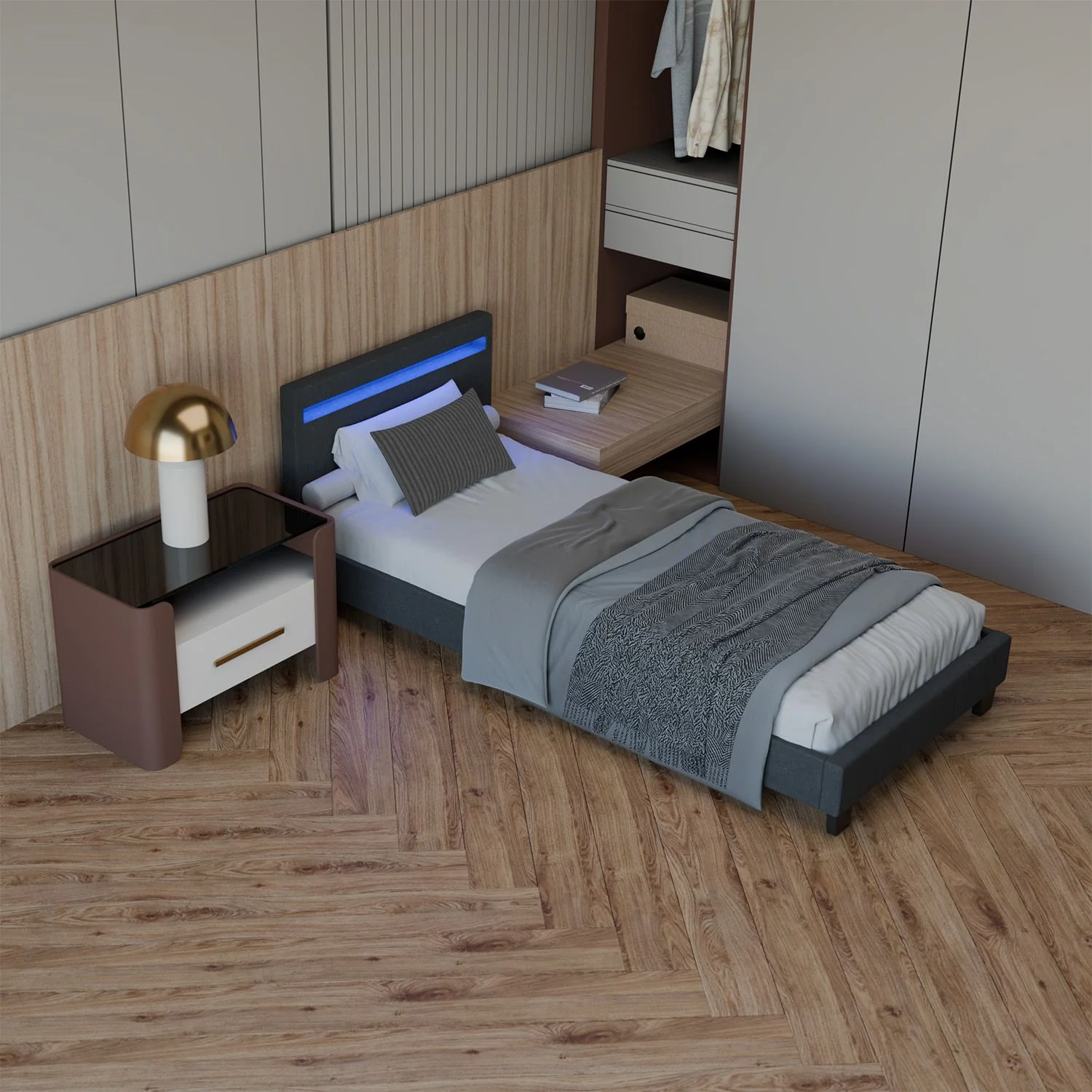 2025 Rustgevend slapen in het gestoffeerde bed Verona 120x200 cm in wit