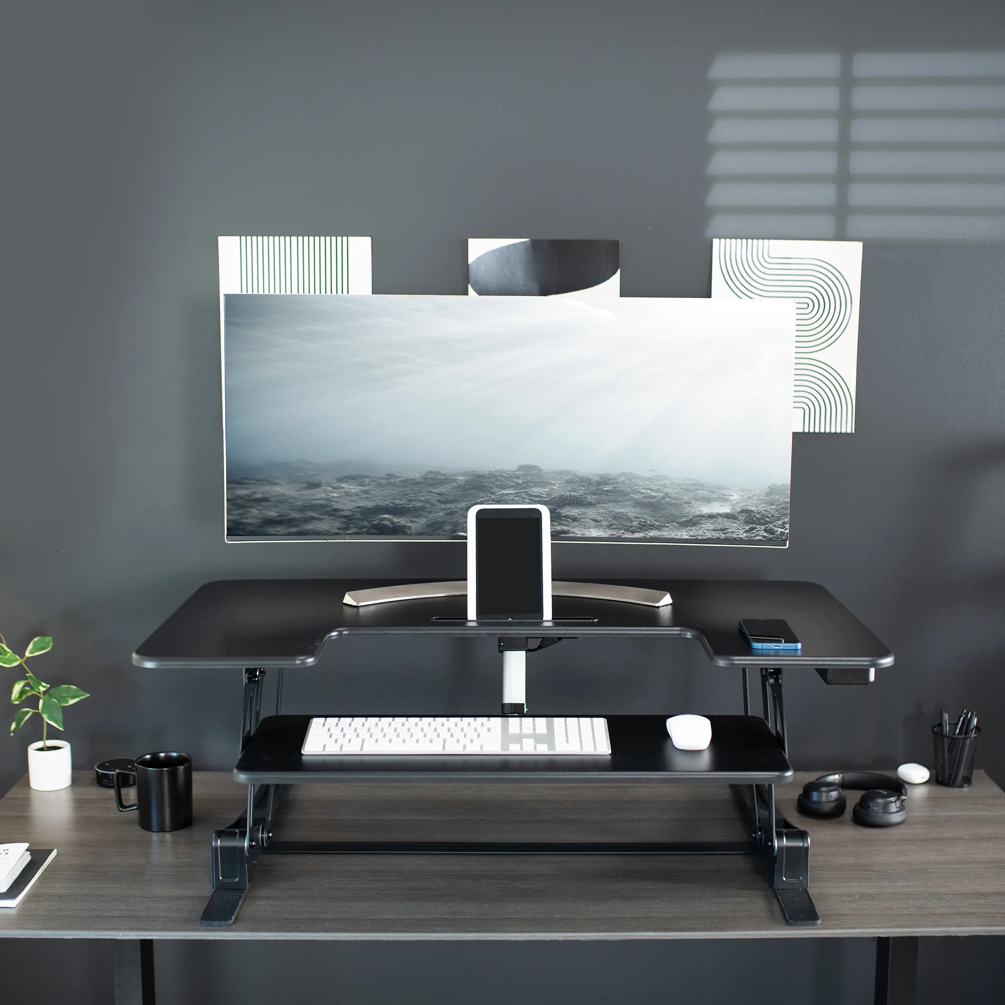 Elektrische Bureau Converter van 36�� �C Ergonomisch Zit-Sta Werkstation met Soepele Hoogteverstelling