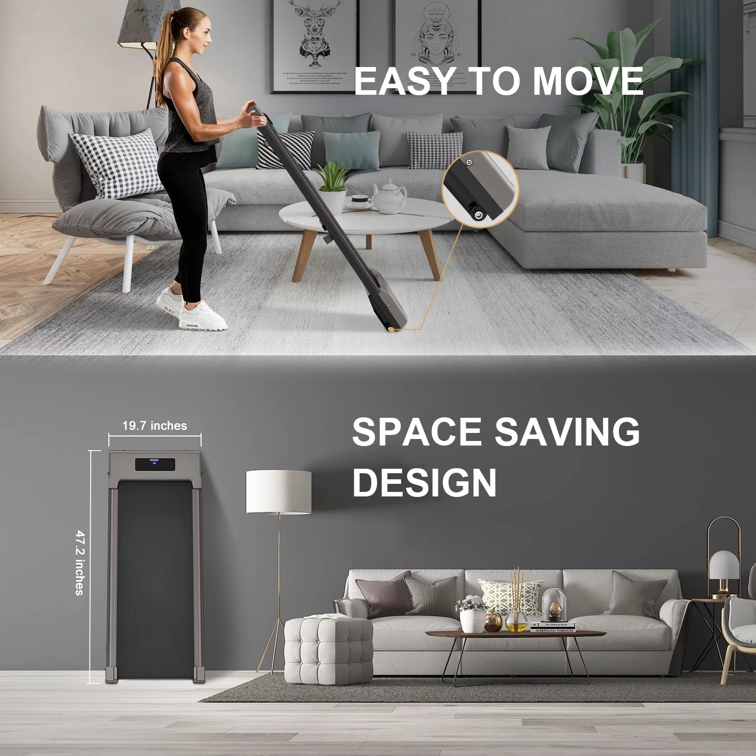 2025 Bigzzia Walking Pad loopband onder het bureau, loopband met afstandsbediening en LCD-display voor thuiswerken, maximaal 120 kg, roze