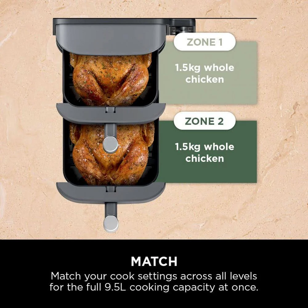 2025 Ninja Double Stack XL 2 Lade Airfryer 9,5L Grijs SL400UK
