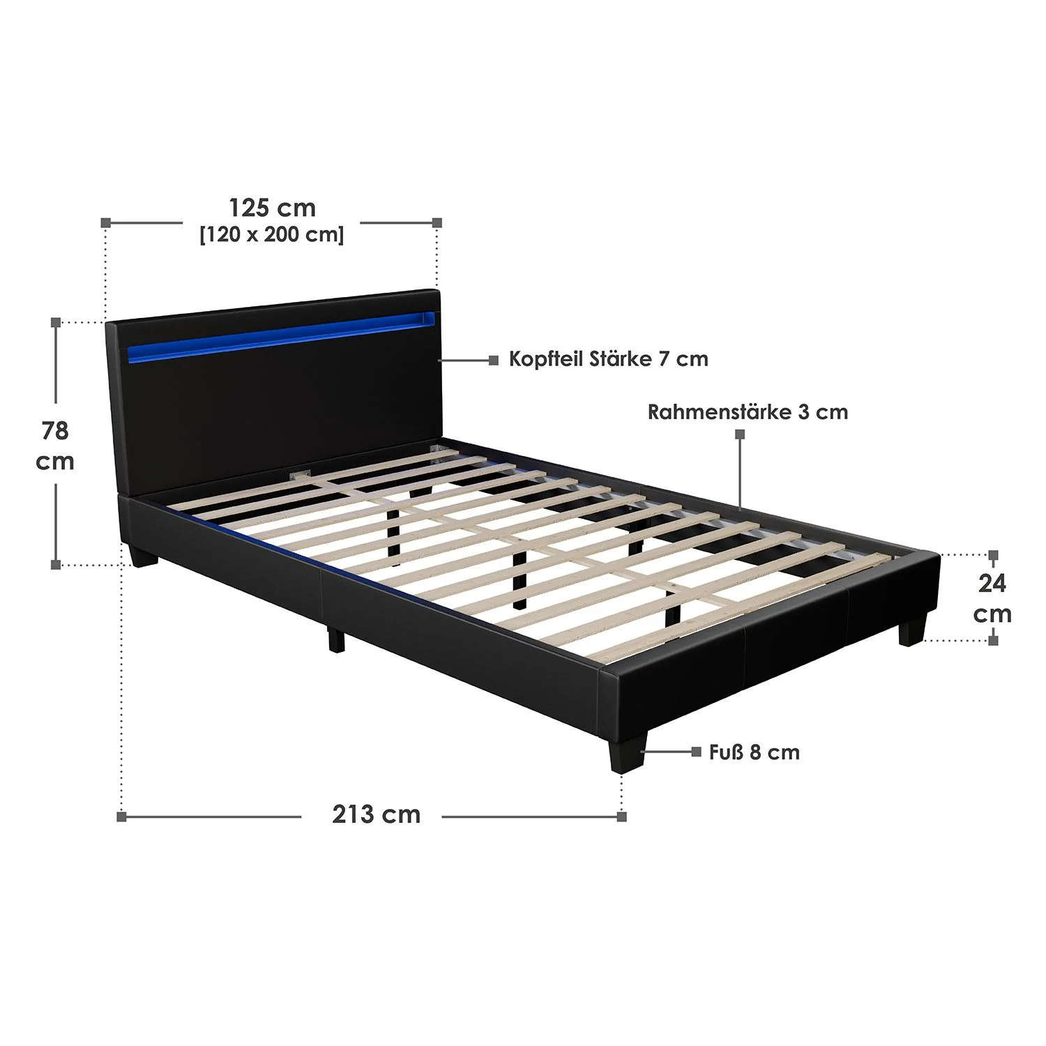 2025 Rustgevend slapen in het gestoffeerde bed Verona 120x200 cm in wit