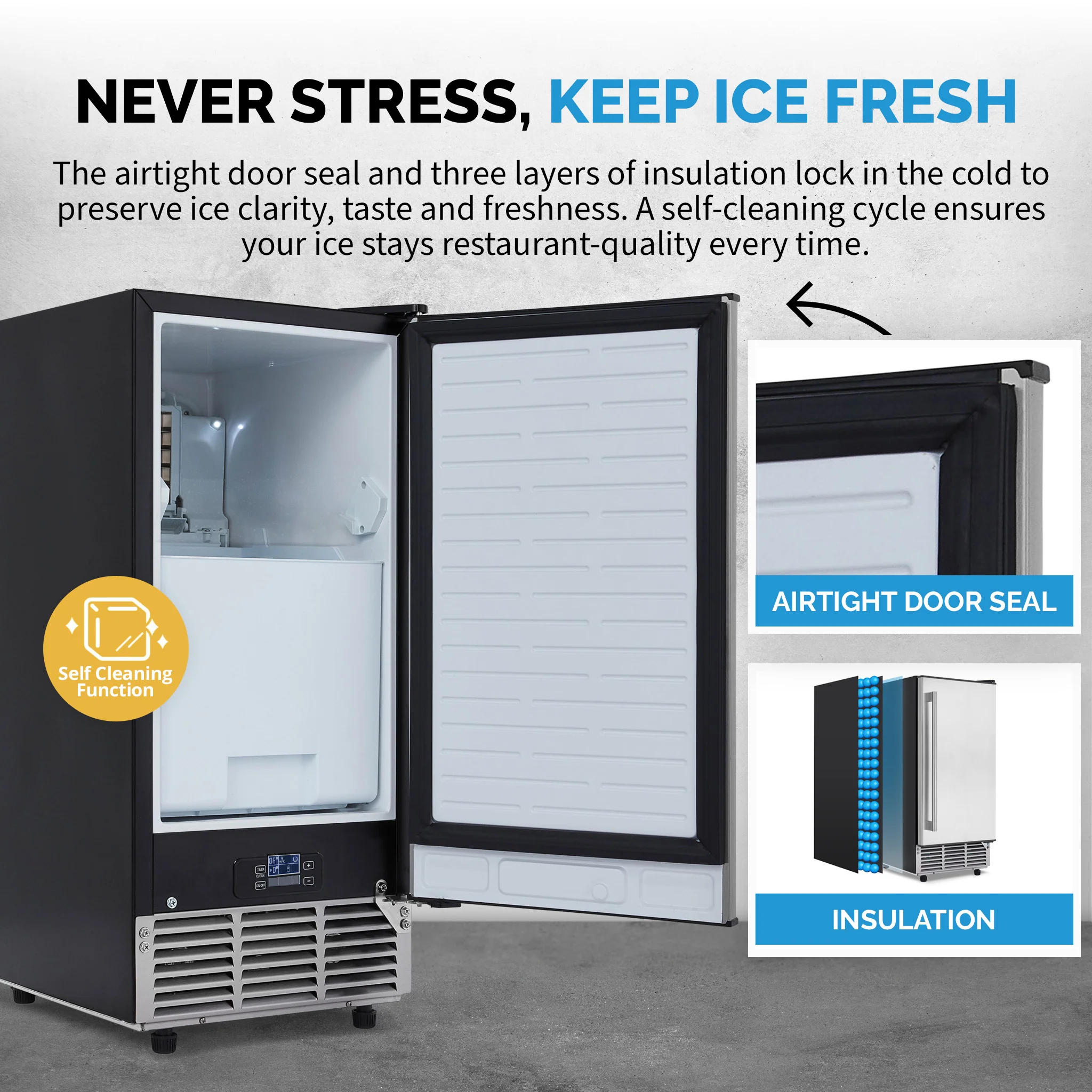 2025 Newair? Onderbouw Ijsmachine voor Thuis, Helder Ijs, 80 lbs/dag, Roestvrijstaal Professionele kracht voor je keuken