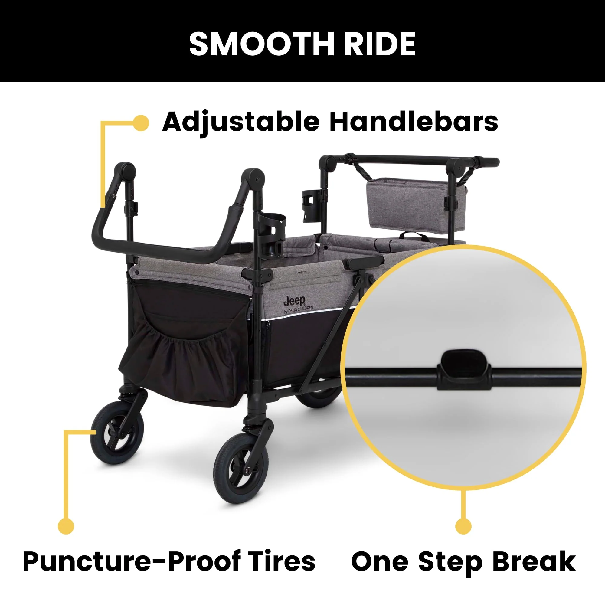 Jeep Wrangler Deluxe Kinderwagen voor 4 Kinderen door Delta Children