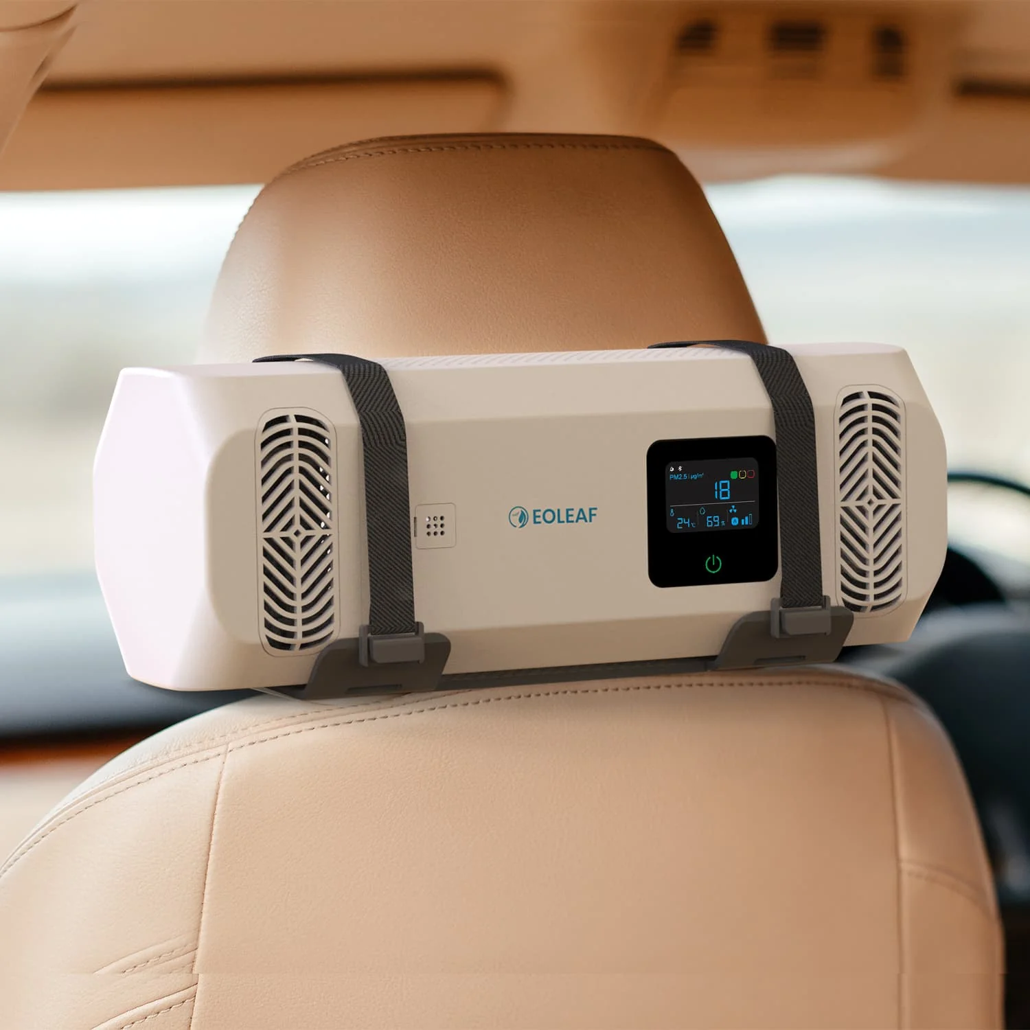 2025 Eoleaf Pure CAR Luchtreiniger �� HEPA H13 Filter en Ionisator �C Voor voertuigen tot 13 m3