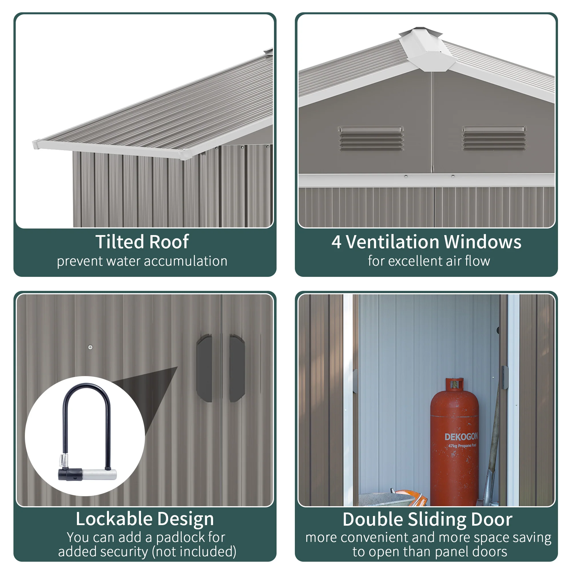 2025 Outsunny Metaal Tuinhuis 6.5x3.5ft voor Tuin- en Buitenopslag, Grijs