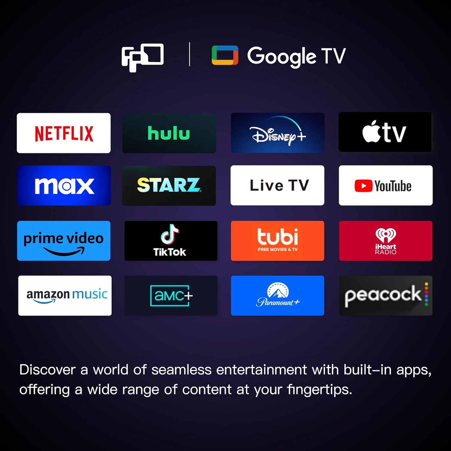 FPD 32 Inch Smart TV with Google TV HD 720P with Integrated Google Play and Google Cast HDR 10, Dolby Audio, Voice Control, D-Transmission, Black