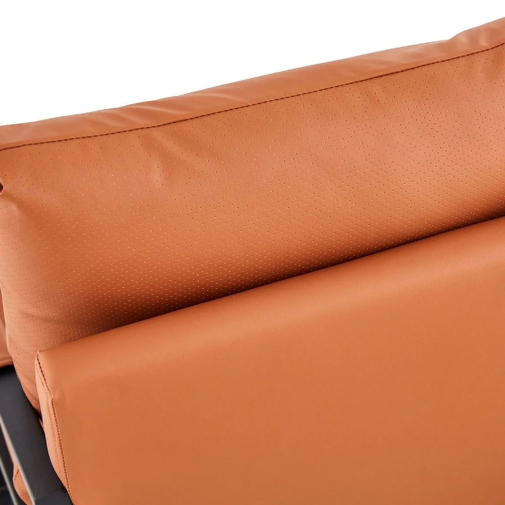 Moderne 2-zitsbank met 2 kussens �C PU-leer, Hoge Dichtheid Schuim, Zwarte Gecoate Metalen Frame, Bruin