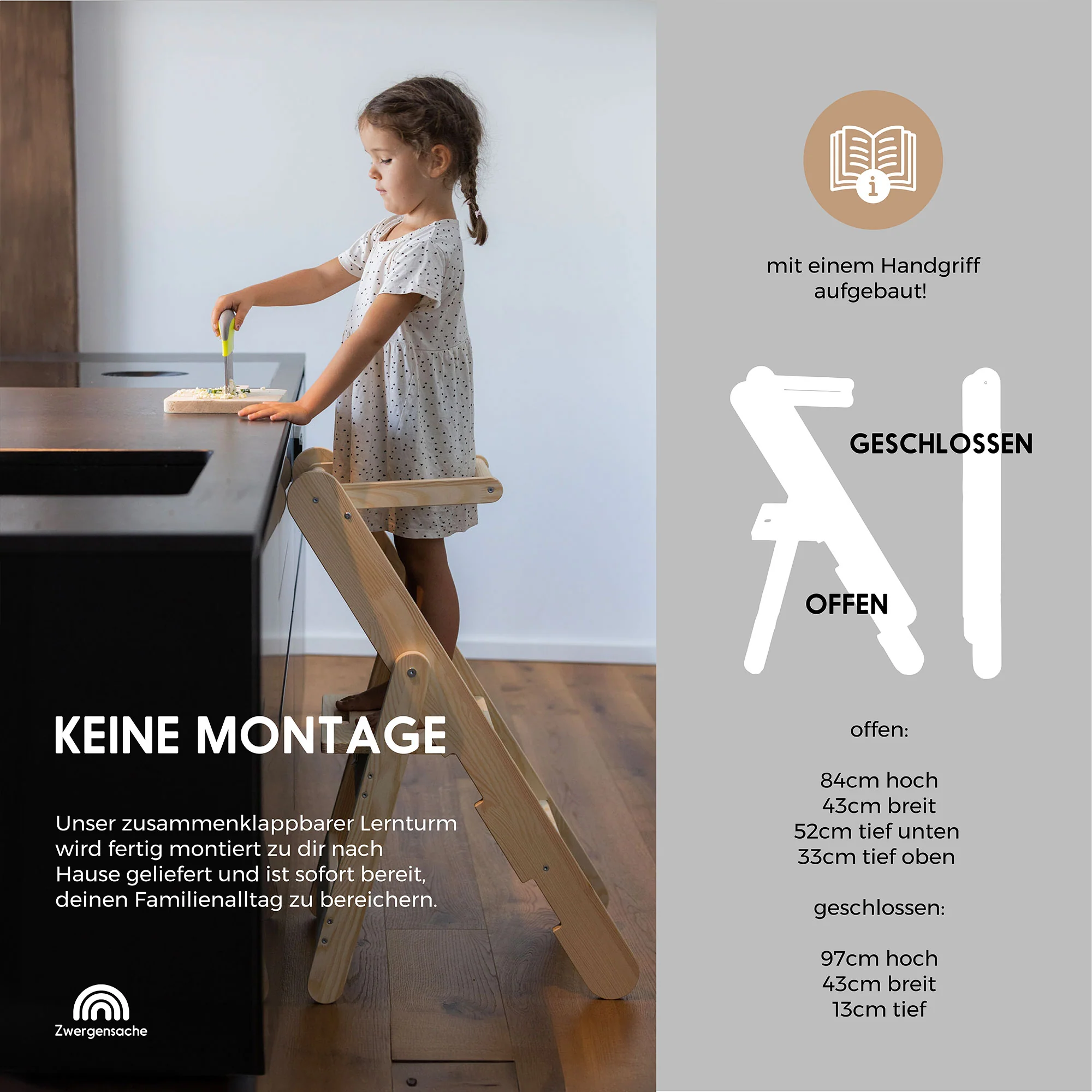 2025 Opvouwbare leertoren van massief hout �C Zwergensache