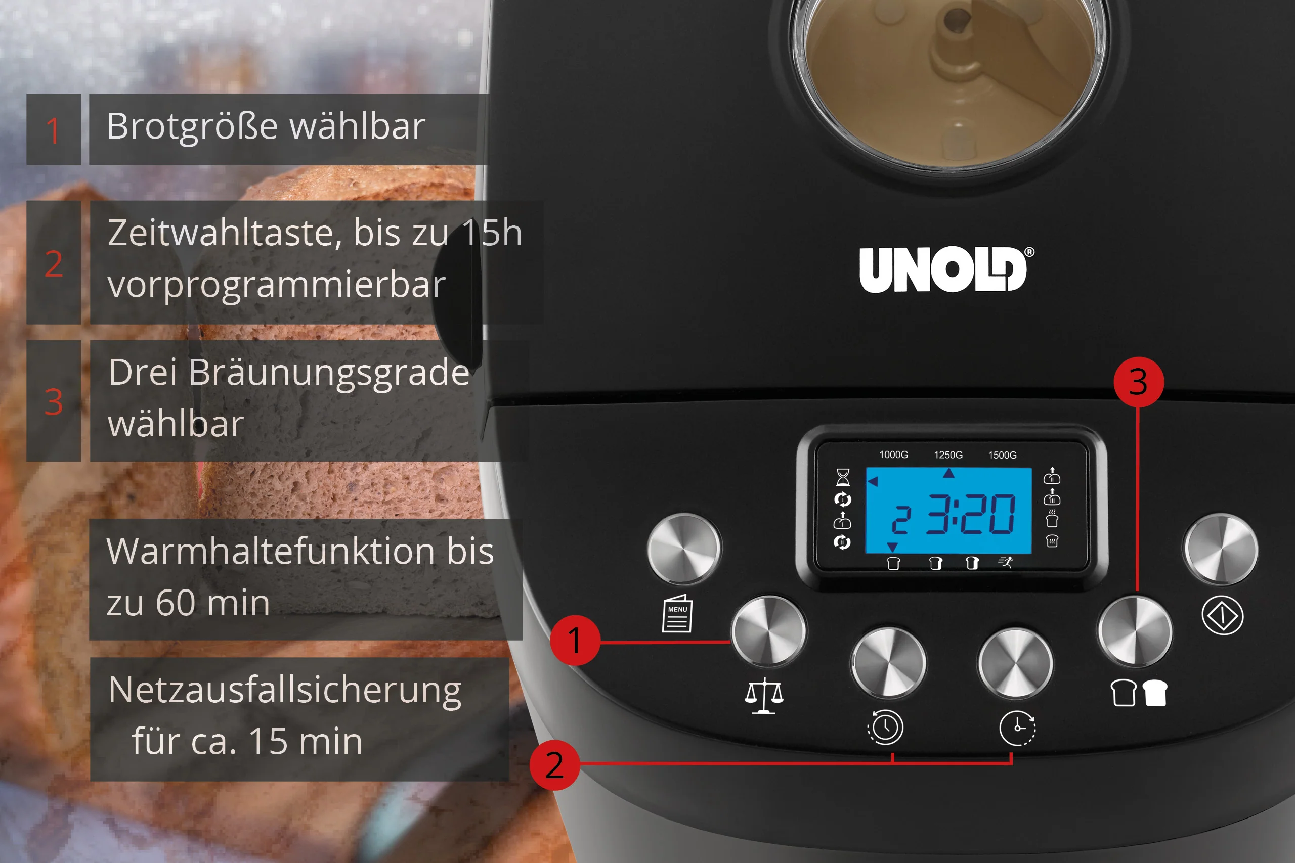 2025 Unold Backmeister Big Broodbakmachine 850 W met 15 programma��s & 1.500 g capaciteit