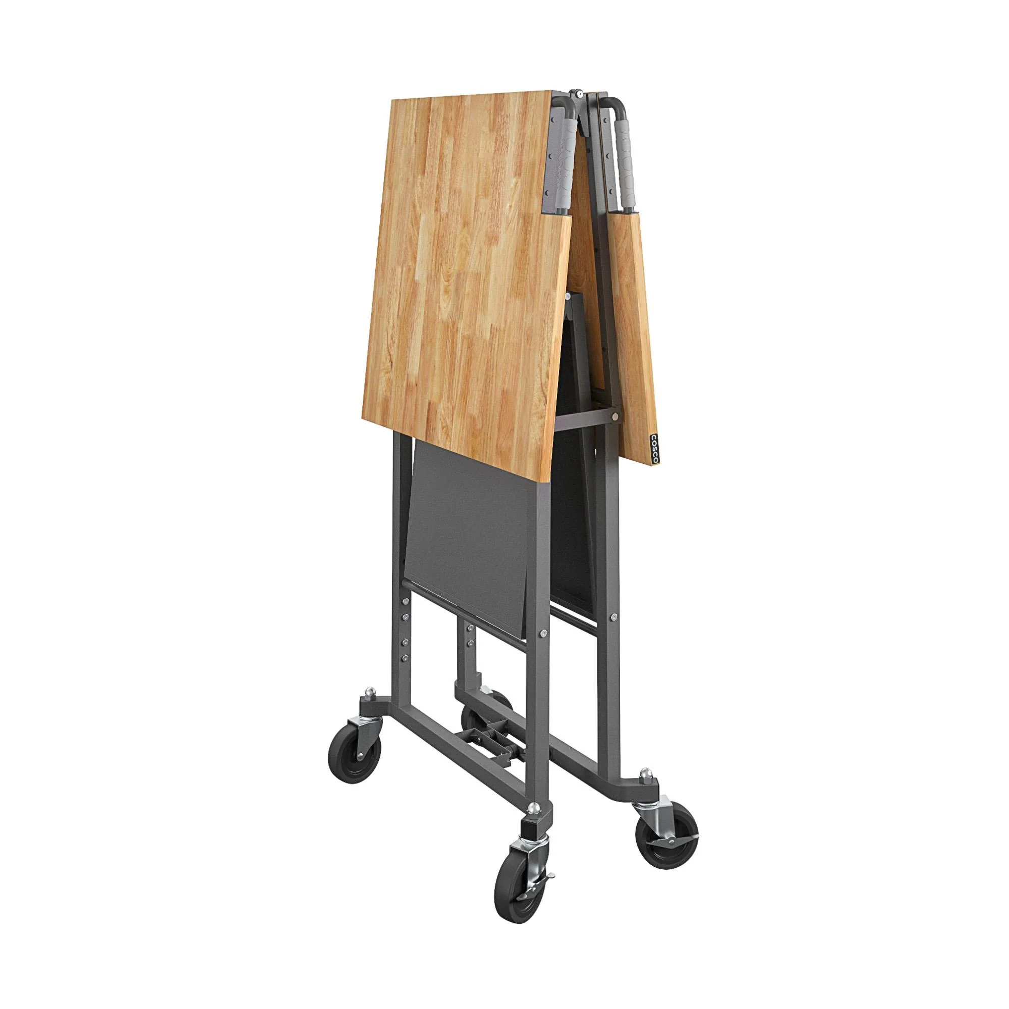 Cosco SmartFold Draagbare Werkbank met Slagersblok / Opklapbare Hulptafel (Grijze Stalen Structuur)