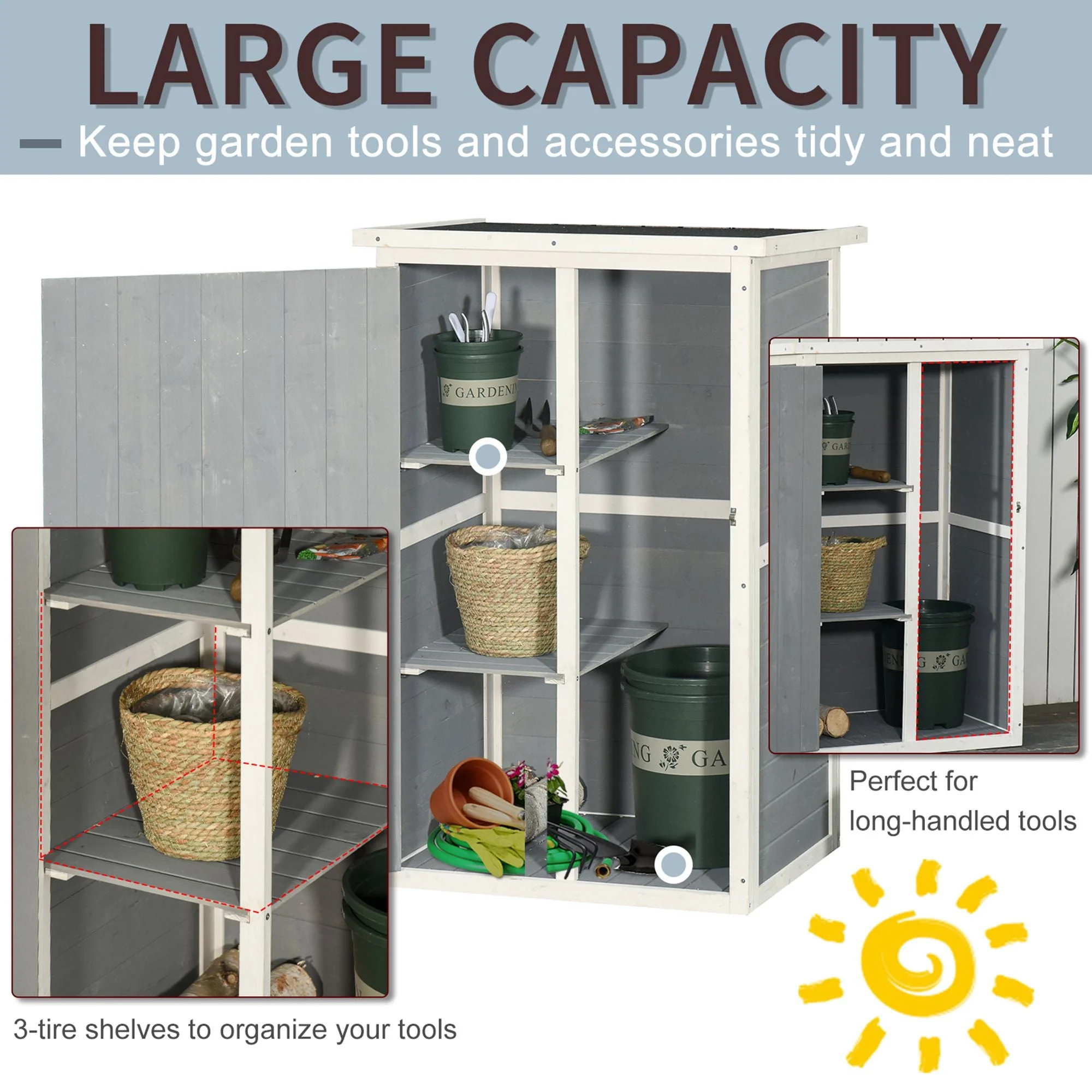 2025 Outsunny Tuinopslag Schuur - Grijs