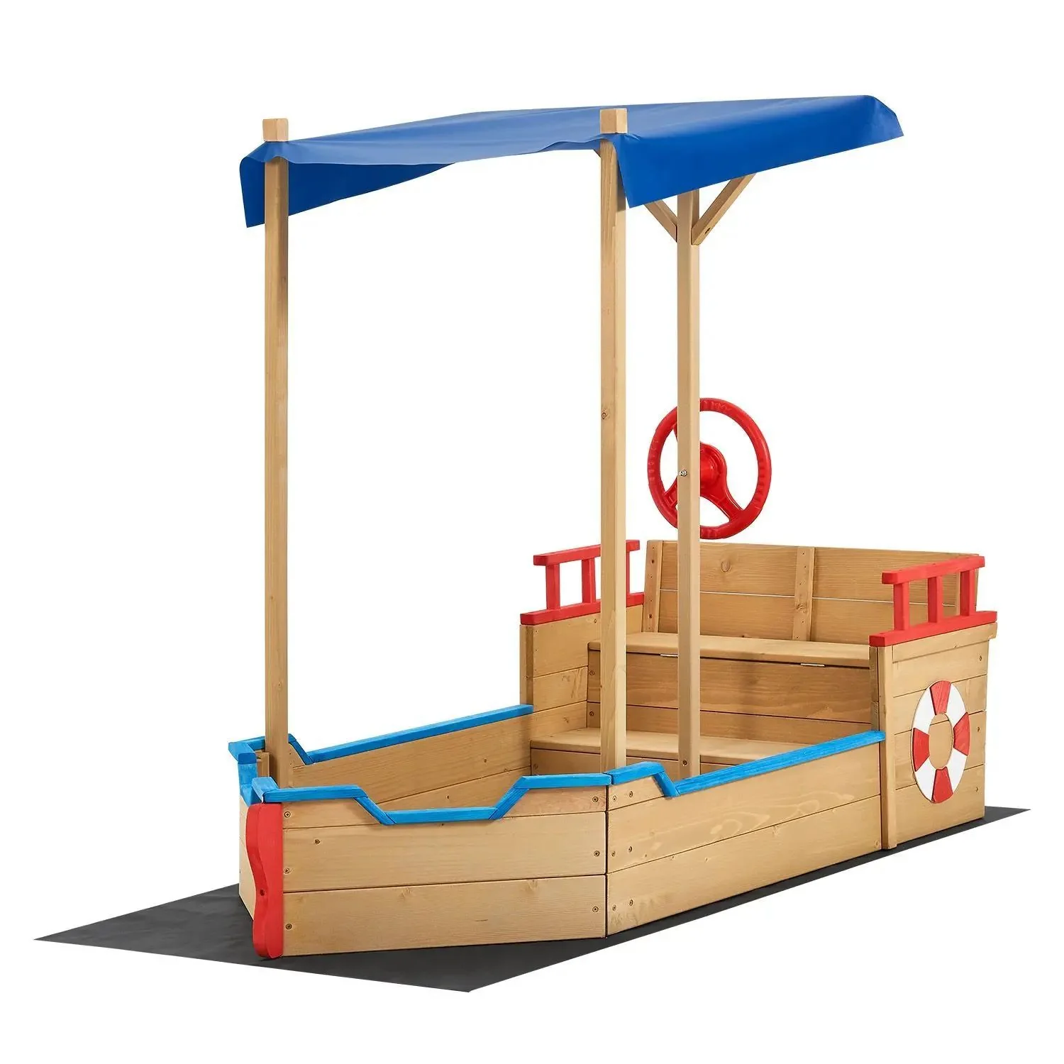 2025 Sandkasten K?pt��n Pit - Piratenschiff Boot aus Holz