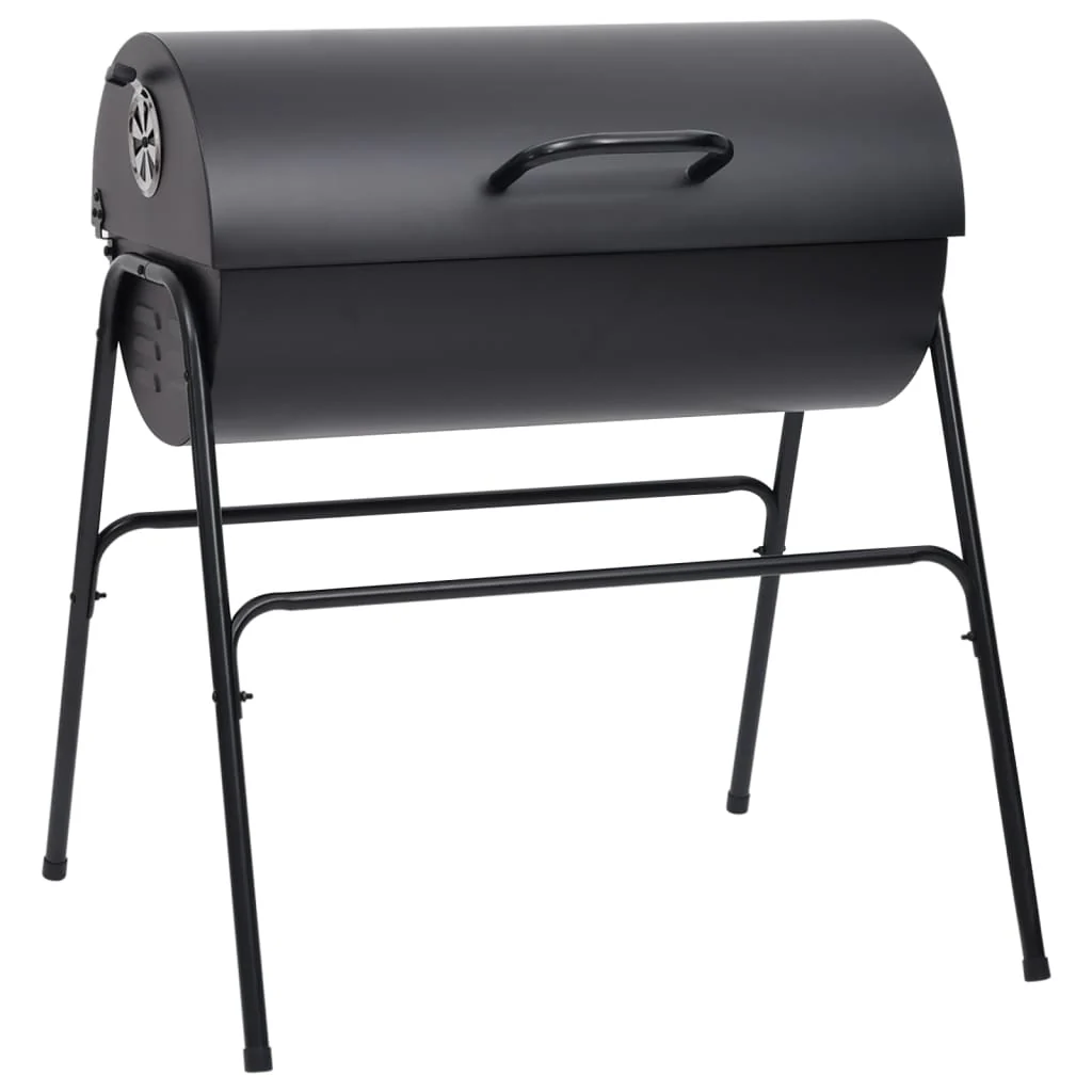 Grill met 2 grillroosters zwart draagbare BBQ-grill 80x95x90 cm staal