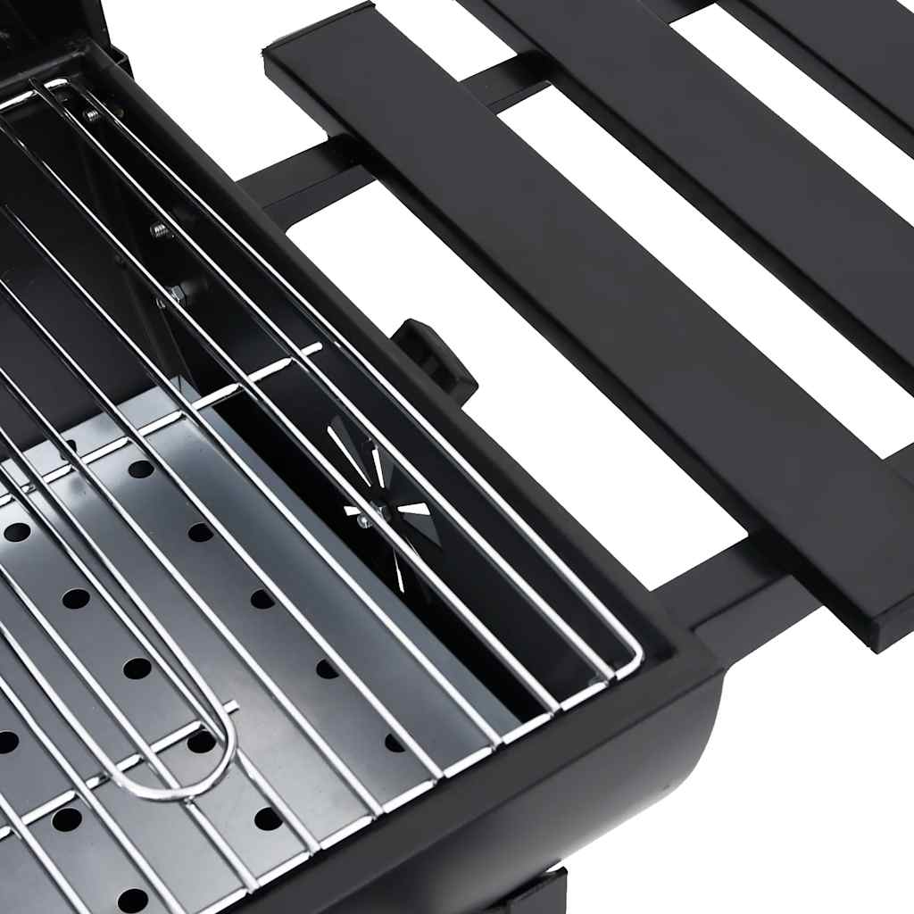 2025 Grillwagen met wielen en legplanken Zwart Staal 115x85x95 cm Buitenbarbecue
