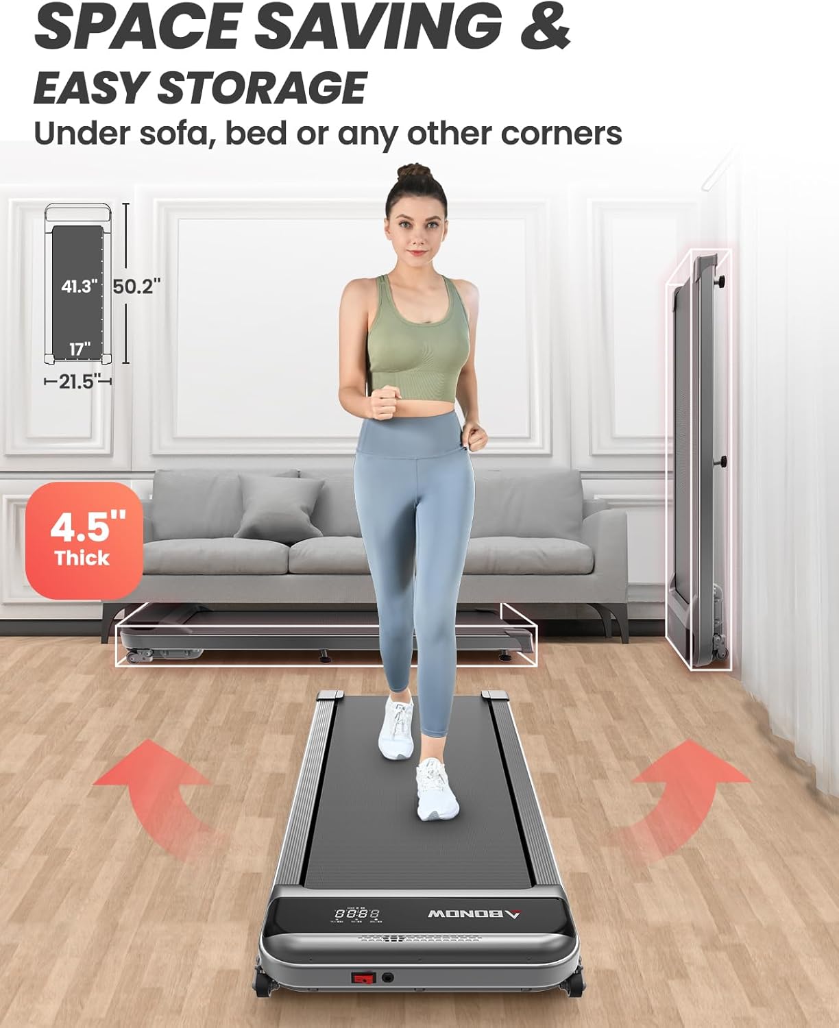 2025 Caminadora Walking Pad met Hellingshoek voor Thuiswerken �C Draagbare Loopband van 2.5HP met Draagvermogen van 280 lbs, Afstandsbediening en LED-scherm