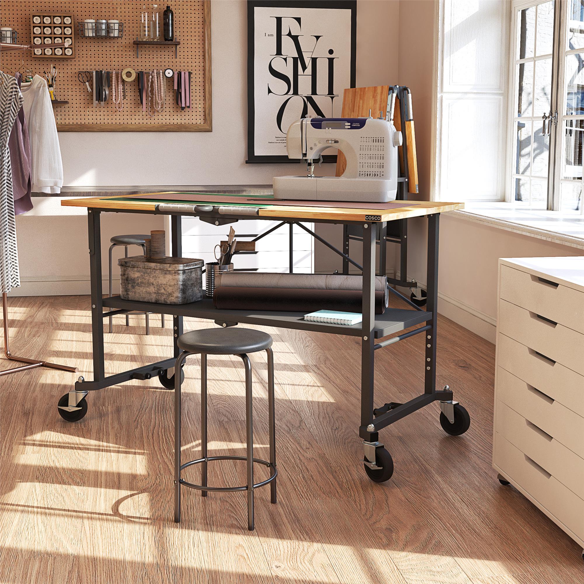 Cosco SmartFold Draagbare Werkbank met Slagersblok / Opklapbare Hulptafel (Grijze Stalen Structuur)