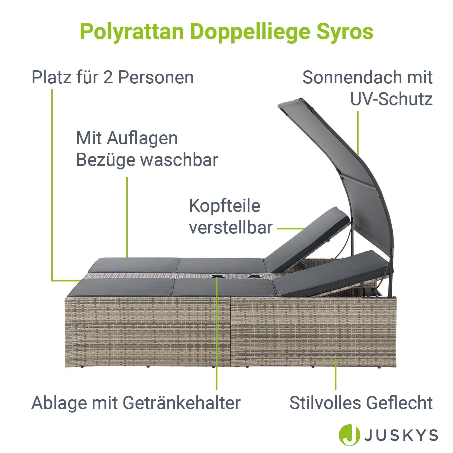 2025 Polyrattan Dubbele Ligstoel Syros