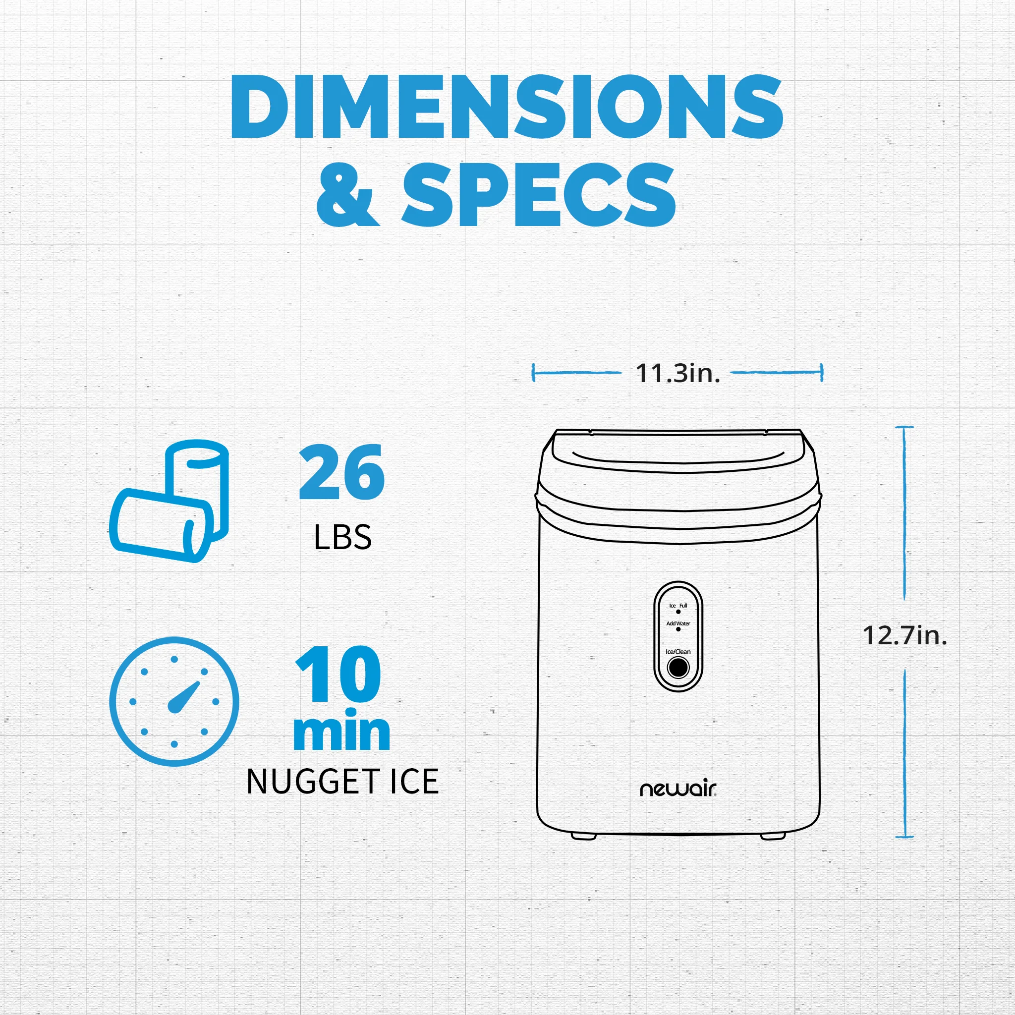 2025 Newair? Bovenblad Ijsmachine, Nugget Ijs, 33 lbs/dag