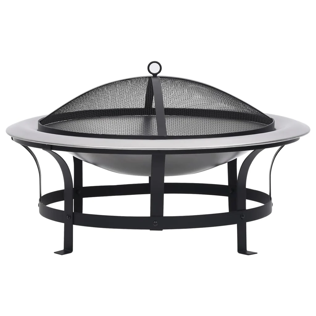Vuurschaal met Grill RVS 76 cm Vuurplaats Hark Vonkenscherm